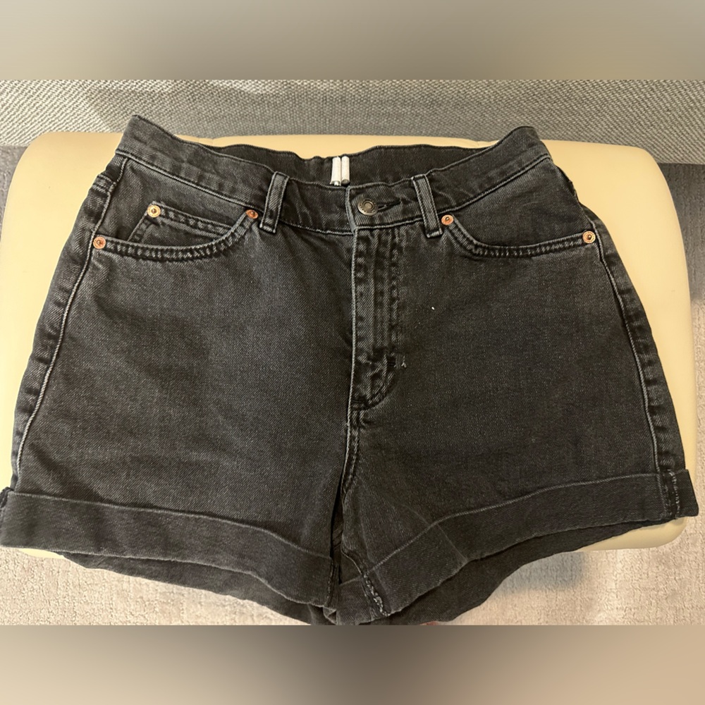 TopShop black denim MOM style shorts with cuff